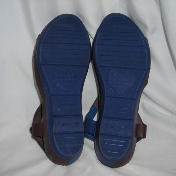 Take Me Spanish Made sandals Blue Brown 40 / 9.5 - Picture 4 of 4